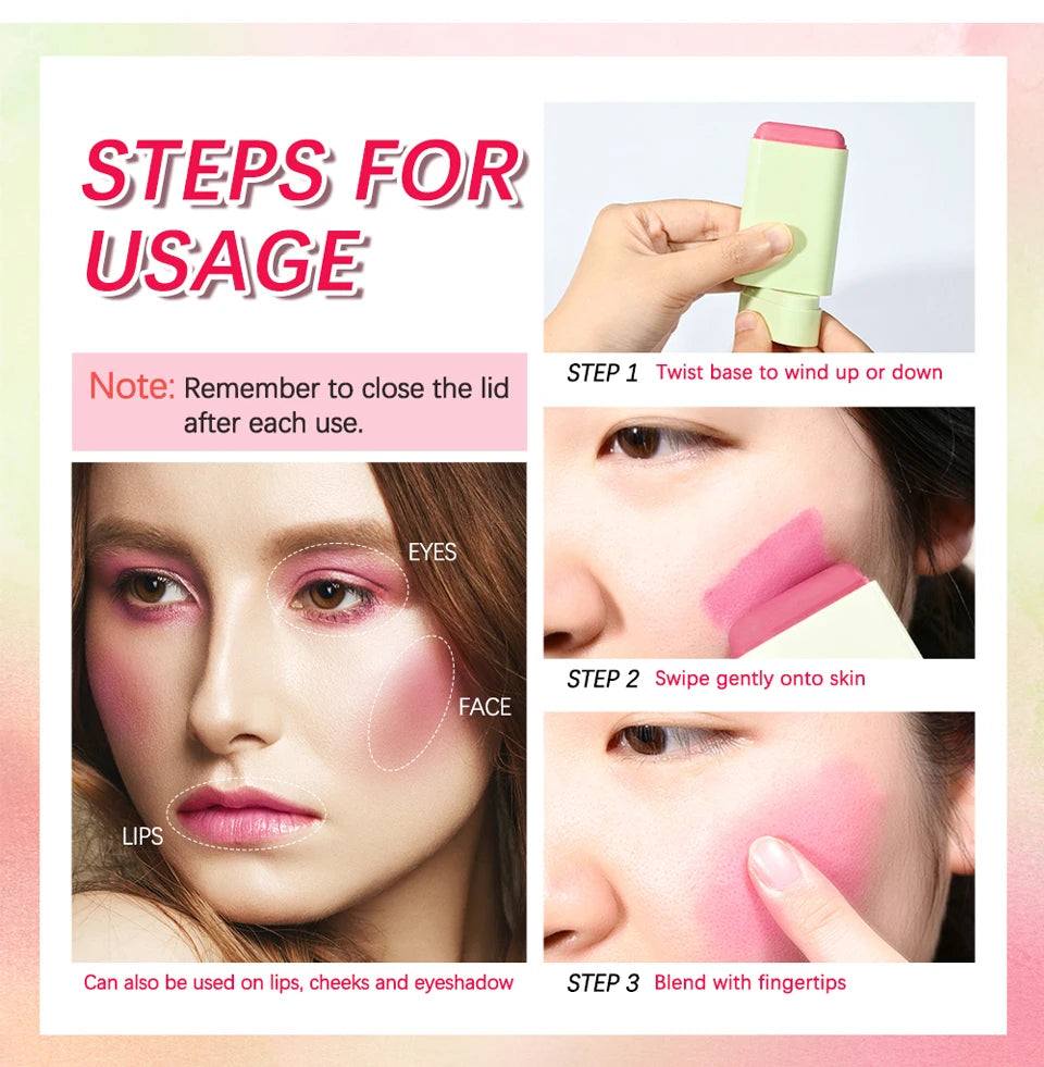Cream Blush Stick for Lips and Cheeks