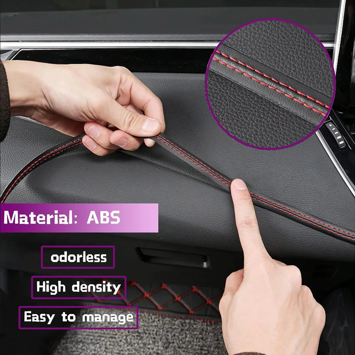 Self-Adhesive Car Interior Leather Decorative Dashboard Trim Strip - 7