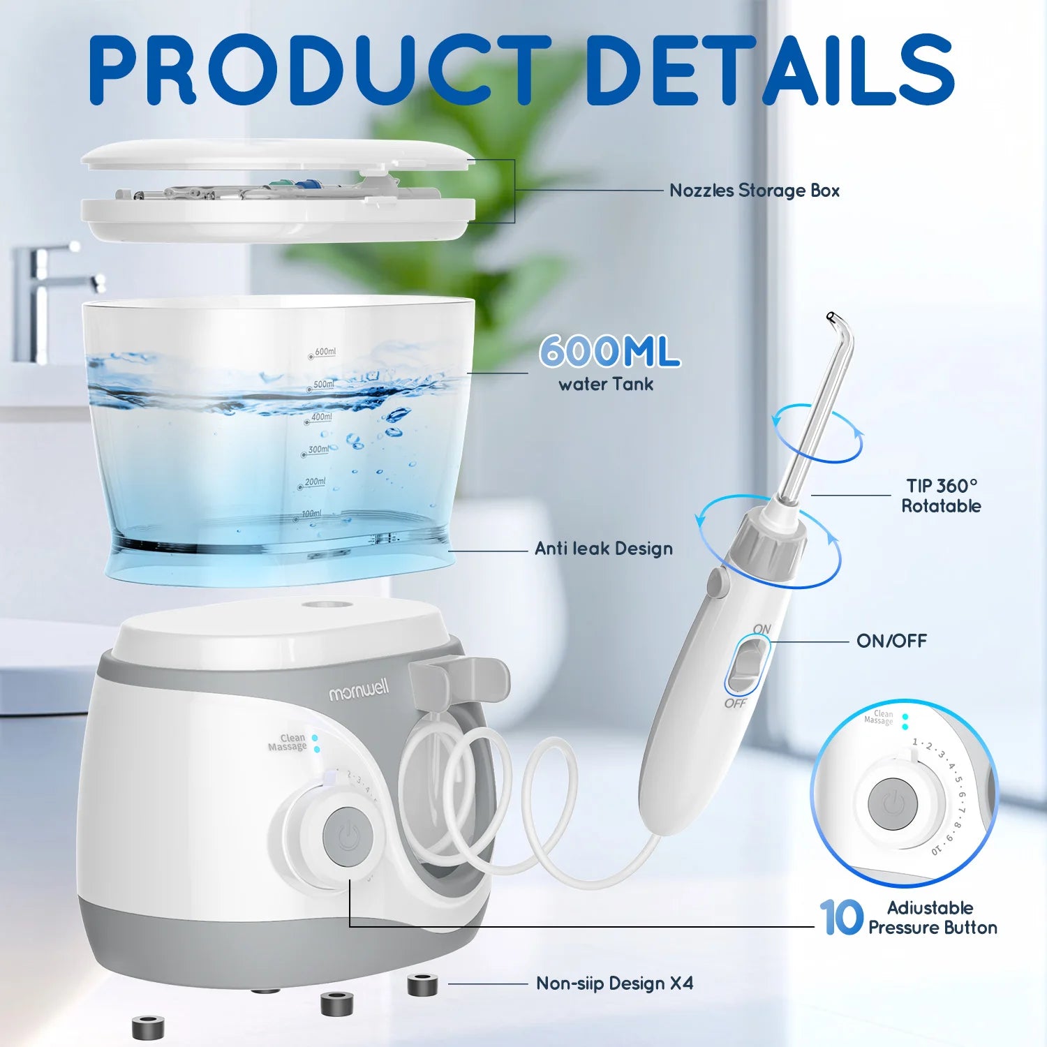 Electric Water Flosser with 8 Nozzles for Deep Oral Cleaning - 3