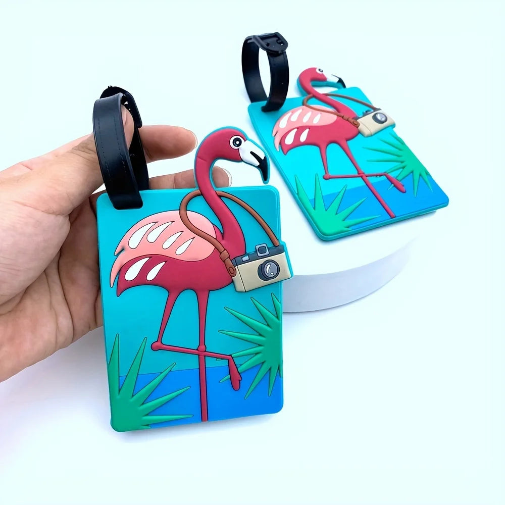 Cute Flamingo Luggage Tag Travel Bag Identifier and ID Holder