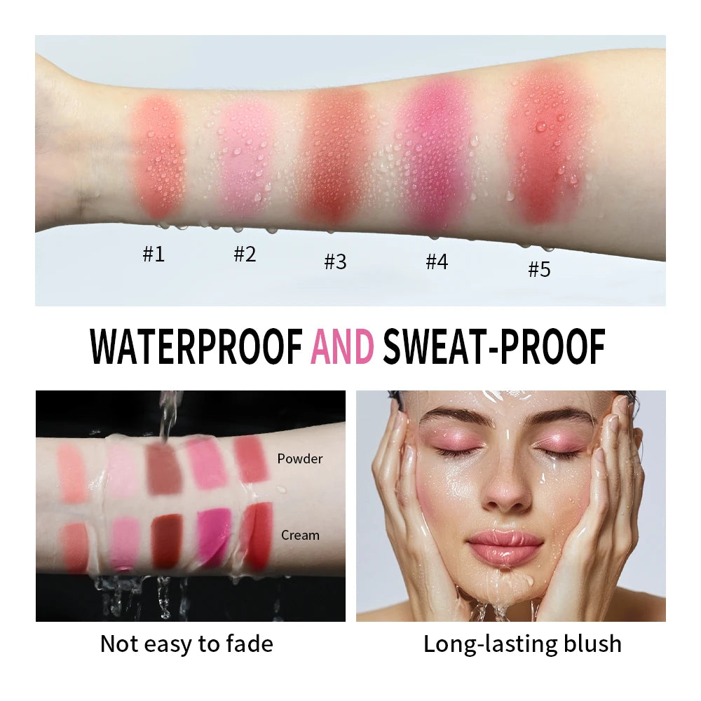 2-in-1 Cream and Powder Blush Palette for Radiant Cheek Makeup - 5