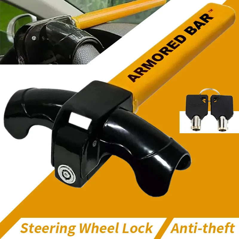 Heavy-Duty T-Bar Steering Wheel Lock for Car Security - 1