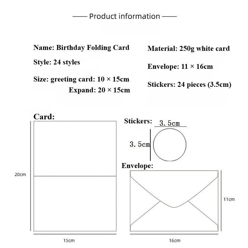 Festive Birthday Greeting Card Set with Envelopes - 5