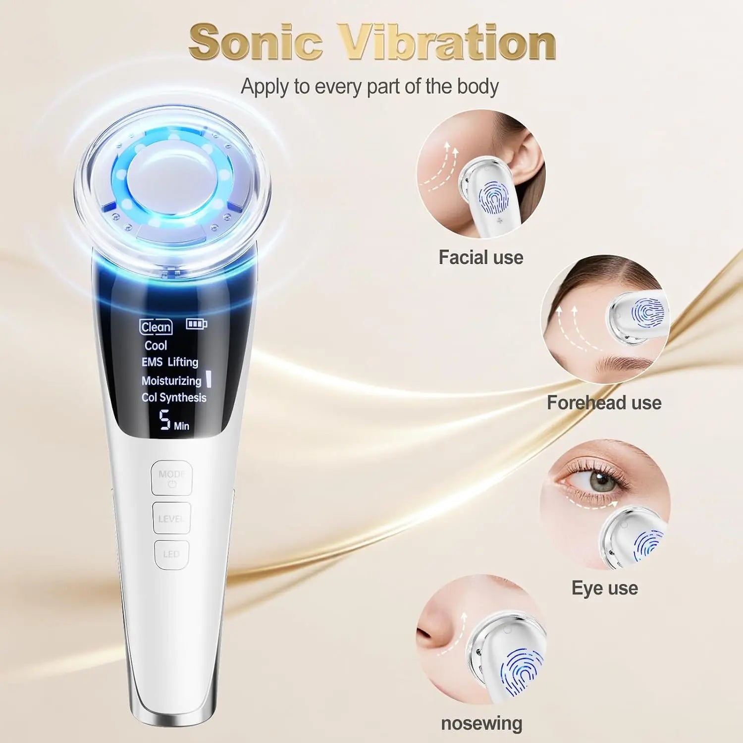 Micro-Current LED Facial Massager for Skin Tightening and Rejuvenation - 10
