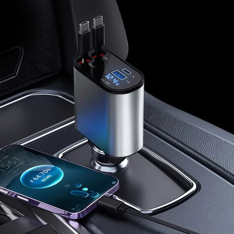 4-in-1 Retractable Fast Charging Car Charger