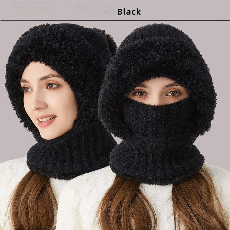 Windproof Thermal Fleece Ski Mask and Hat Set - 19