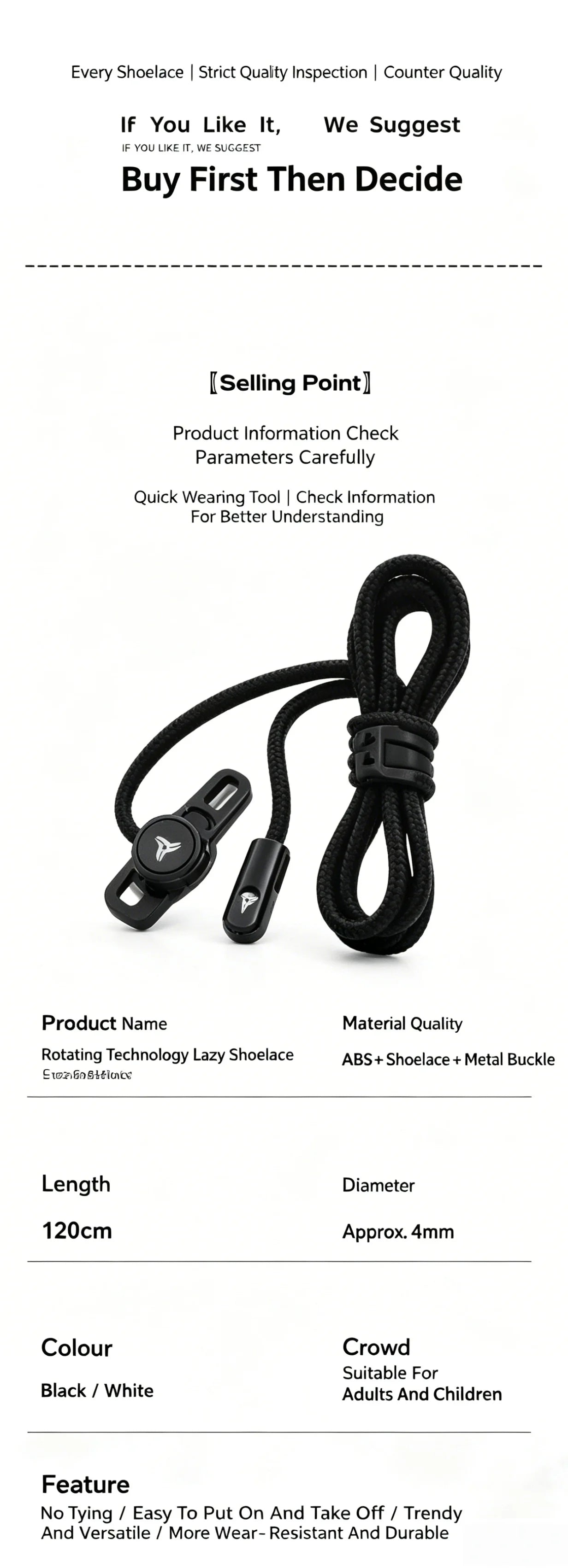 Quick-Release Swivel Dial No-Tie Shoelaces for Sneakers - 16