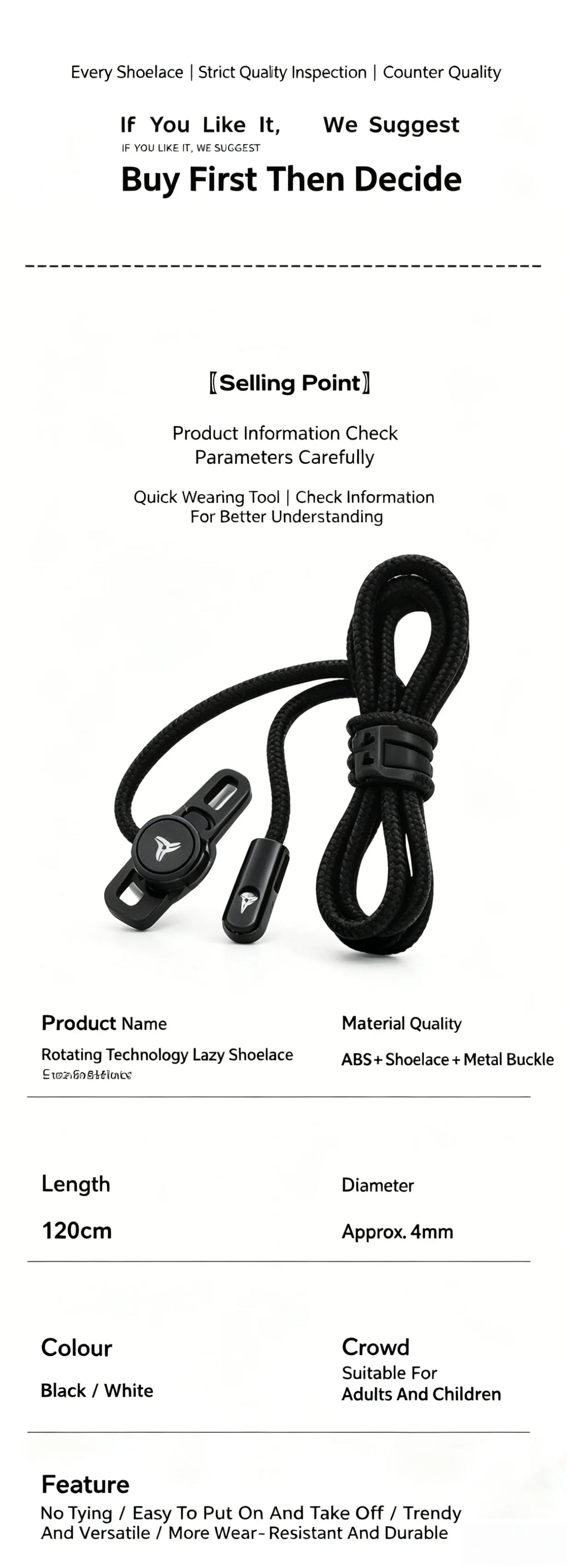 Quick-Release Swivel Dial No-Tie Shoelaces for Sneakers