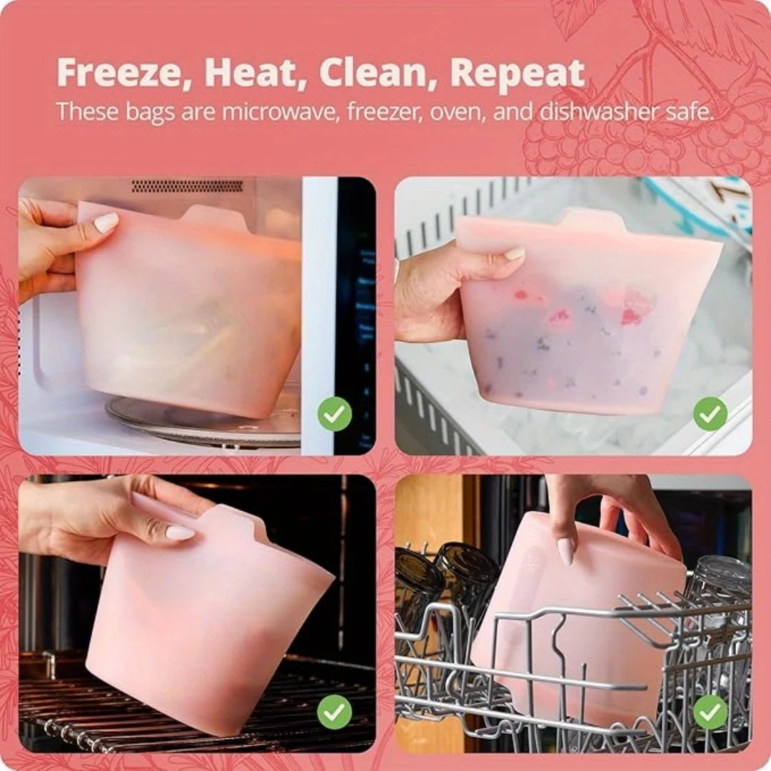 Reusable Silicone Food Storage Bags for Kitchen Organization