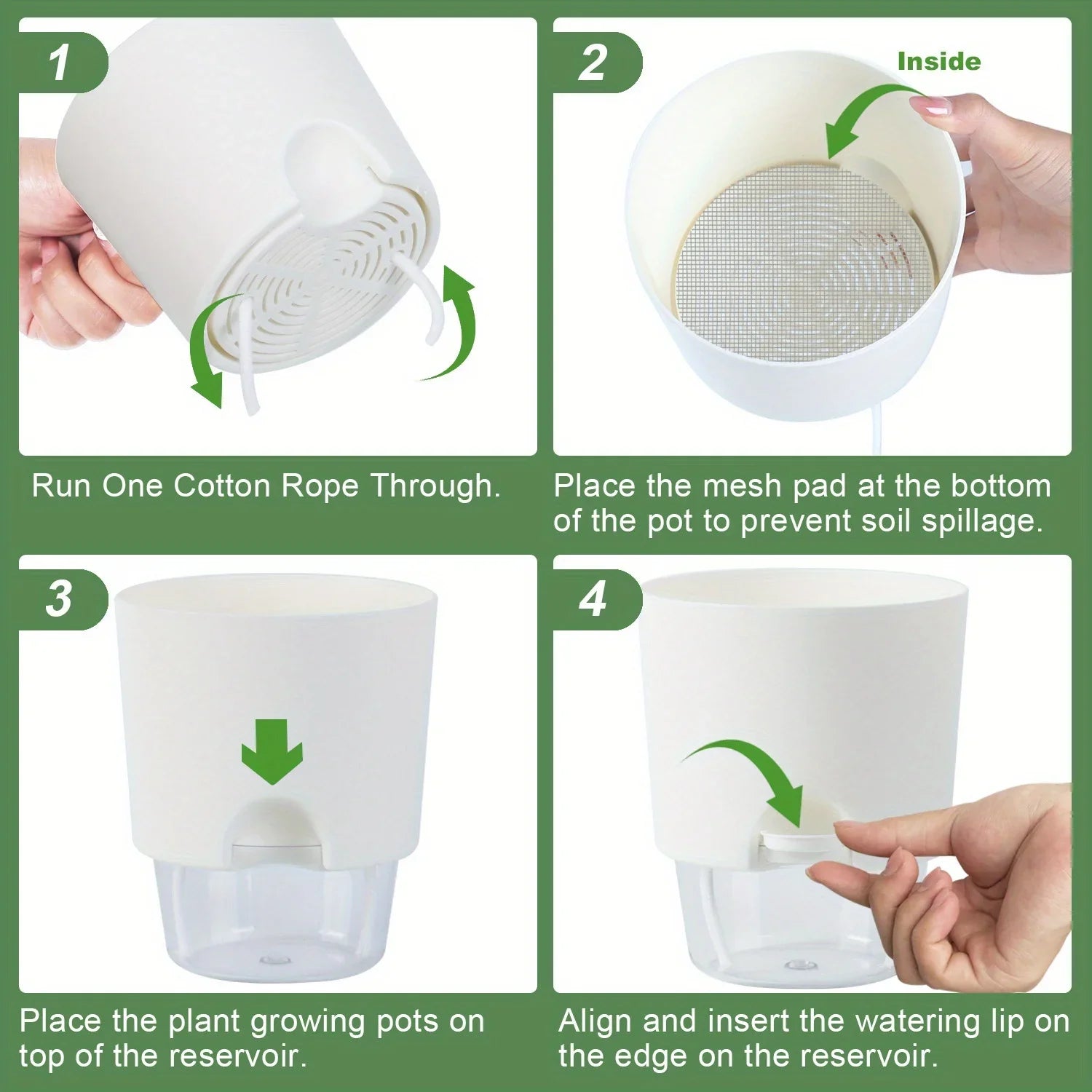 Self Watering Flower Pot Set Double Layer Hydroponic Plant Planter - 9