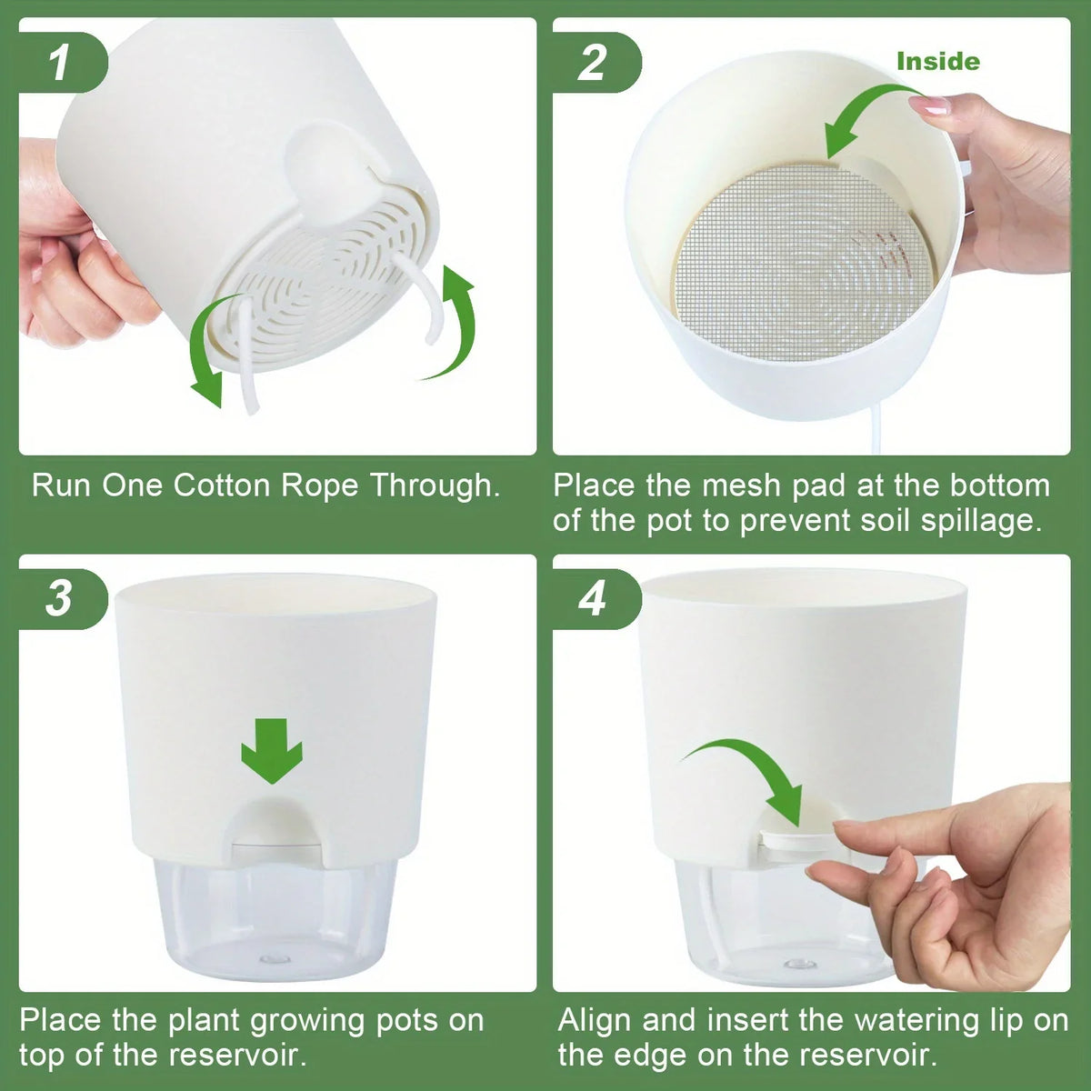 Self Watering Flower Pot Set Double Layer Hydroponic Plant Planter