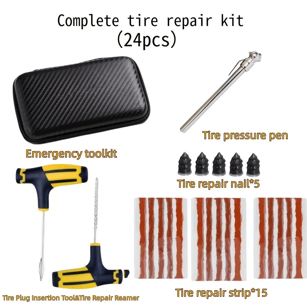 Universal Portable Emergency Tire Repair Kit with Storage Case - 14