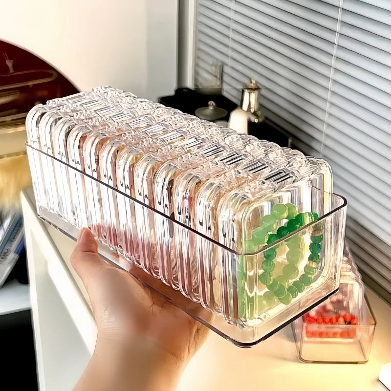 10Pcs Clear Stackable Storage Boxes for Jewelry and Crystal Bracelets - 8