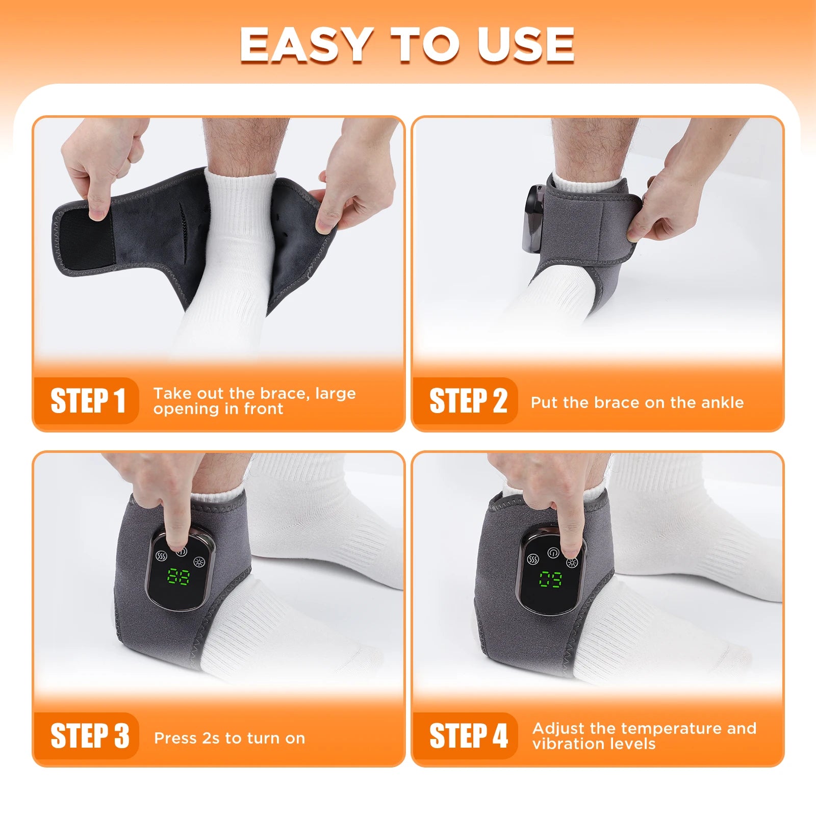 Heated Vibrating Ankle Massager Wrap - 11