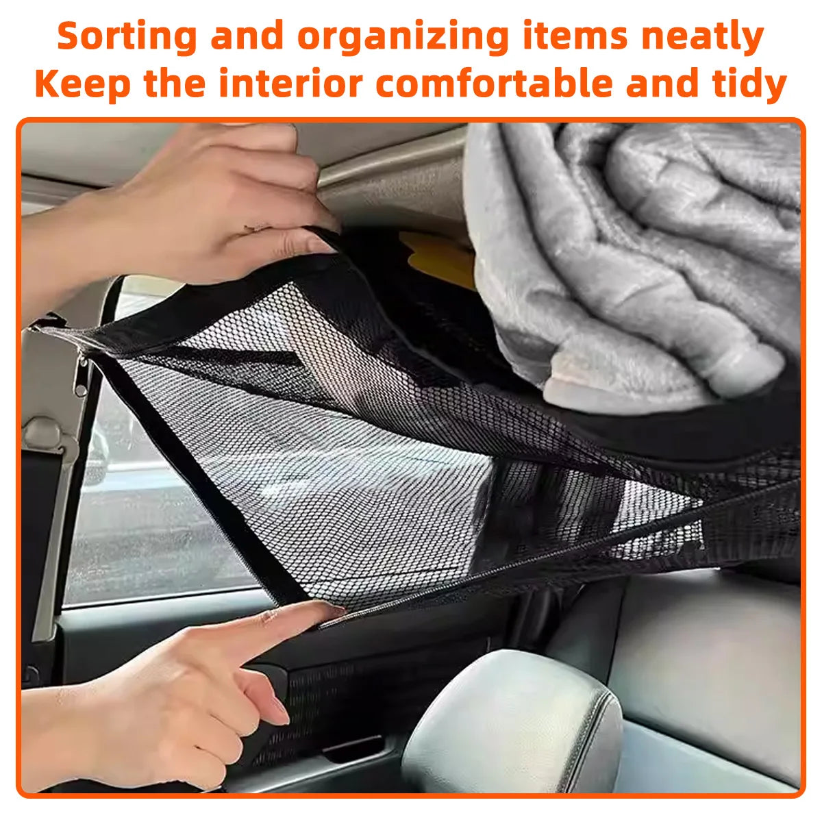 Adjustable Car Ceiling Storage Mesh Pocket