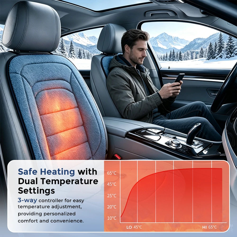 Heated Lambswool Car Seat Cushion for Winter Driving - 9