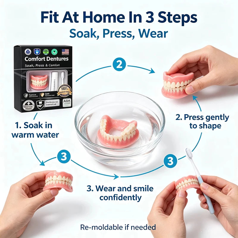 Moldable Silicone Denture Set for Instant Smile