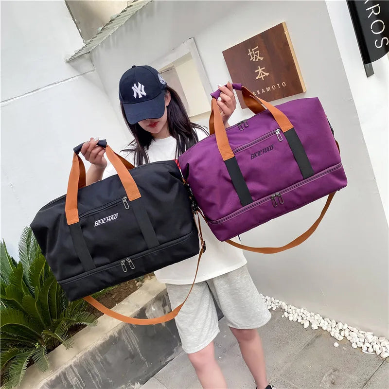 Large Capacity Travel Duffel Bag with Shoe Compartment