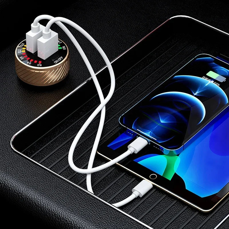 Dual USB Car Charger QC 3.0 Fast Charging Adapter with LED Voltmeter