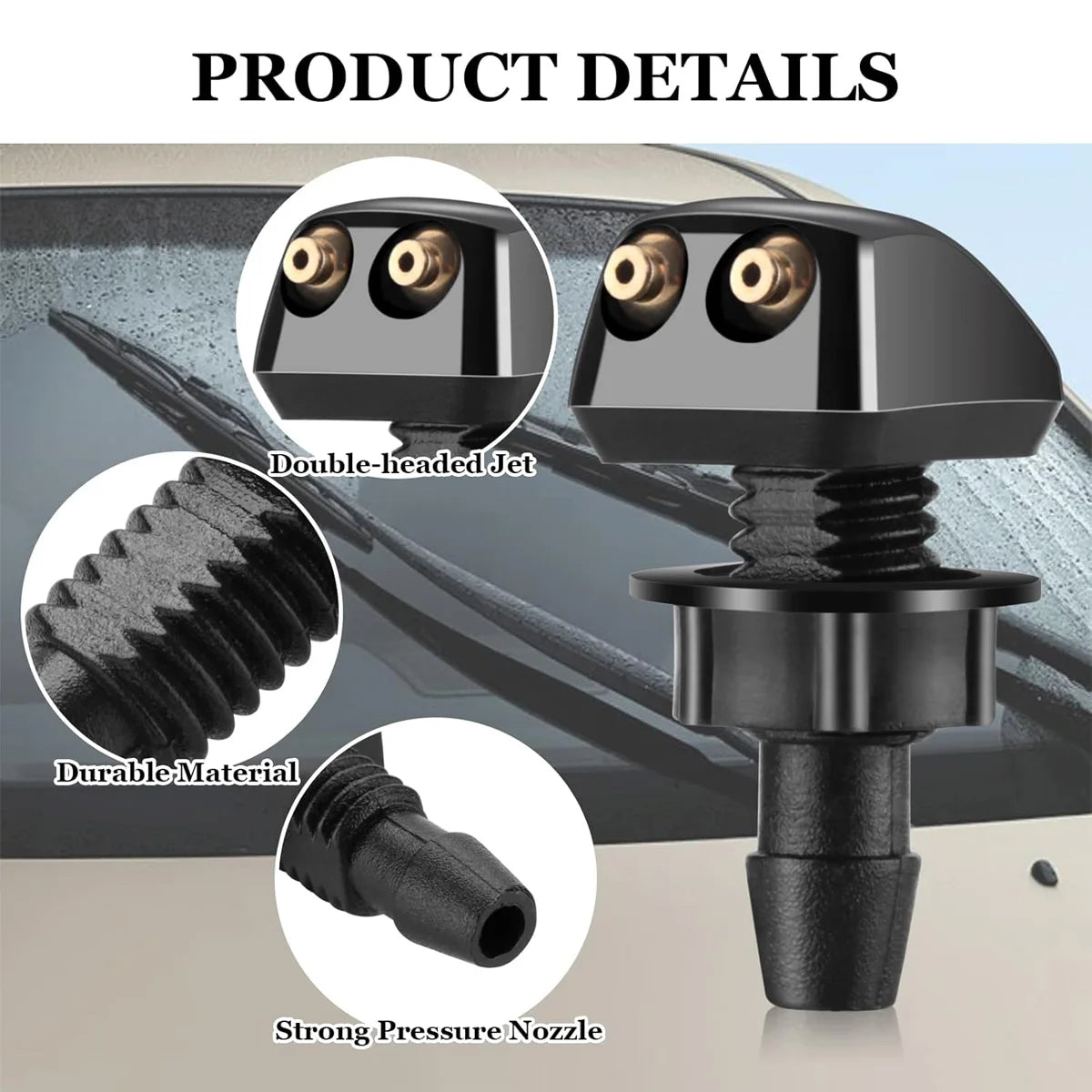 Universal Adjustable Dual-Hole Car Windshield Washer Nozzle Pair