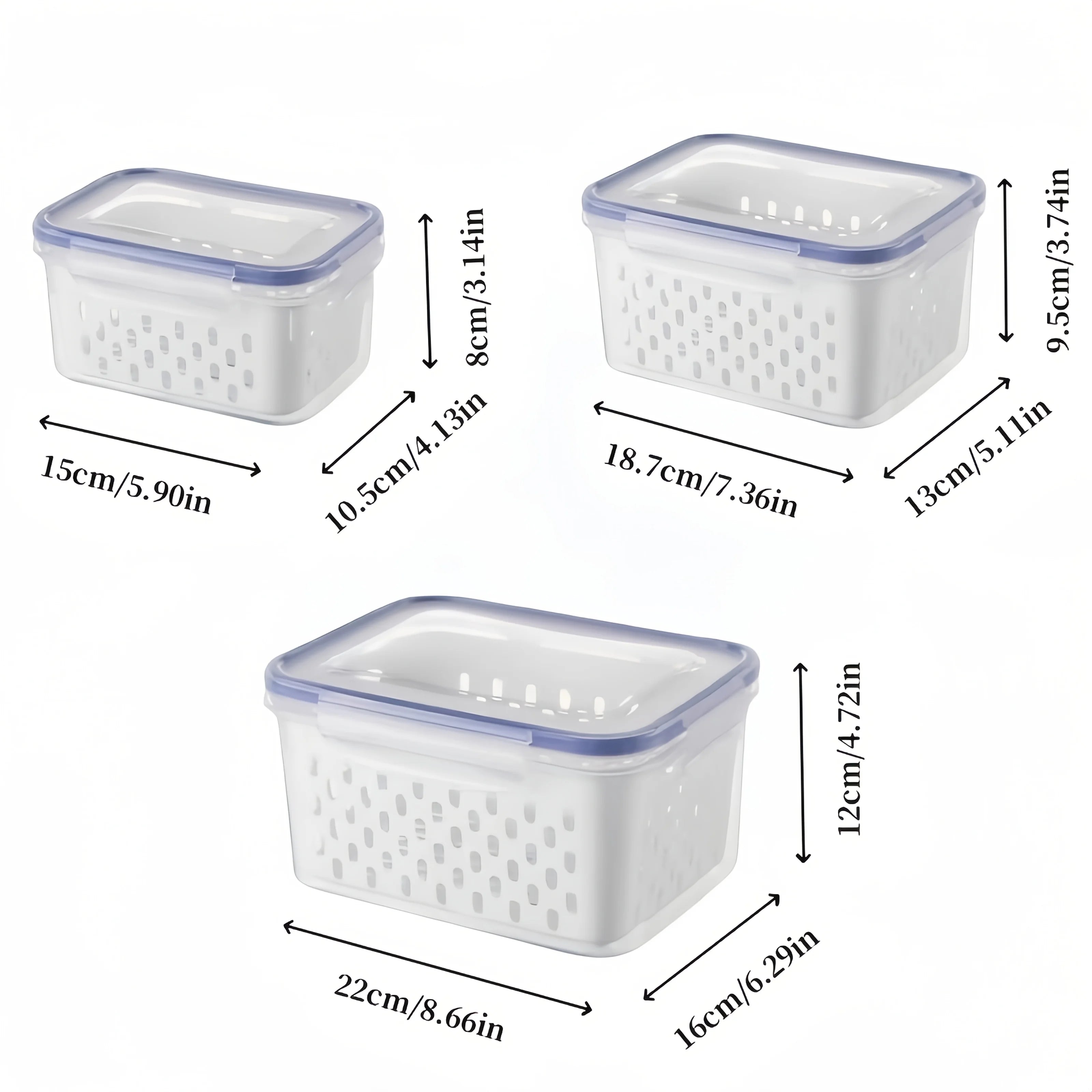 9-Piece Fruit and Vegetable Storage Container Set with Strainers - 16
