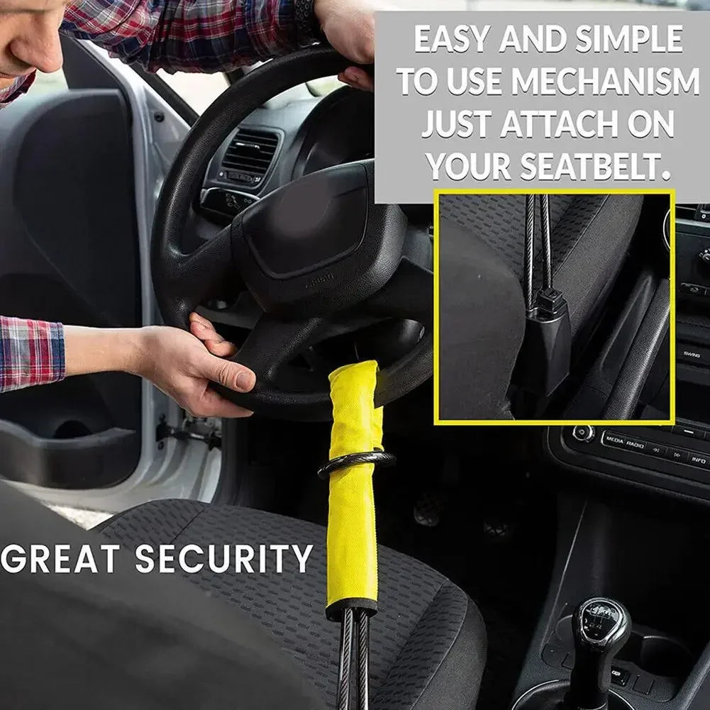 Anti-Theft Braided Steel Steering Wheel and Seat Belt Lock