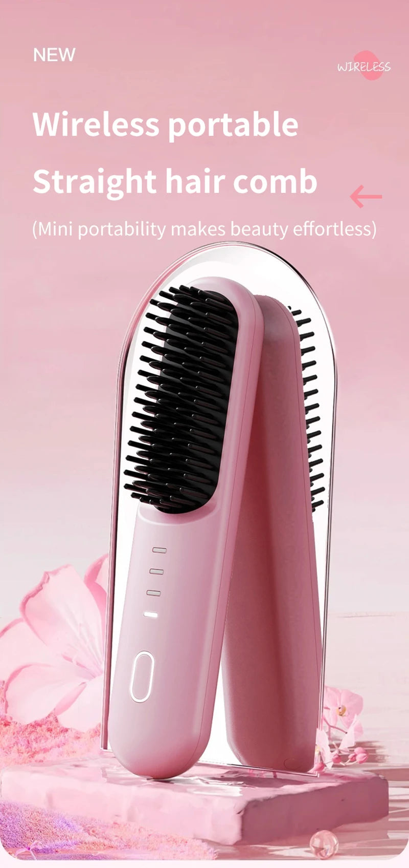 Fast Heating Cordless Hair Straightening Brush - 7
