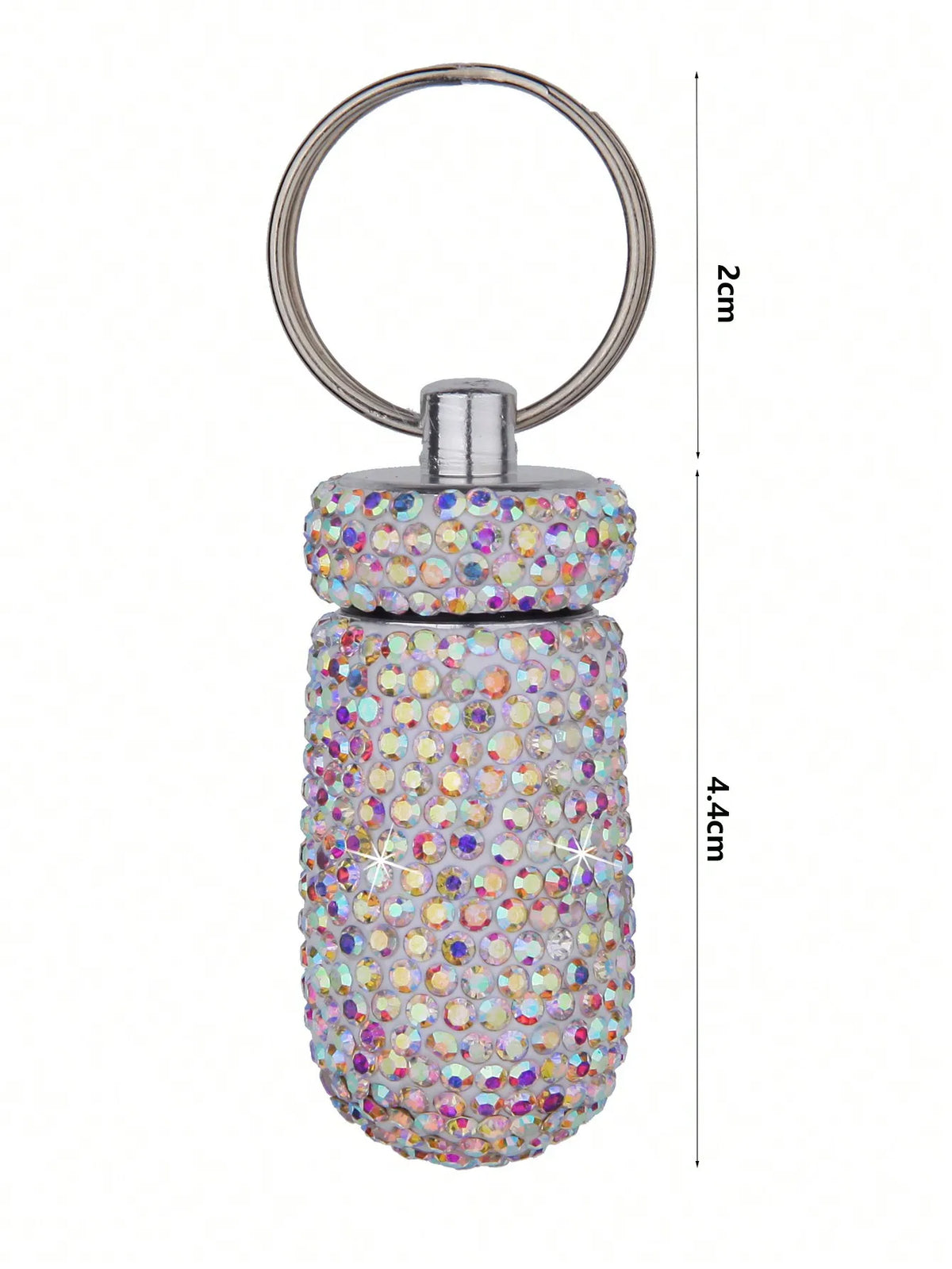Waterproof Rhinestone Keychain Pill Holder Case