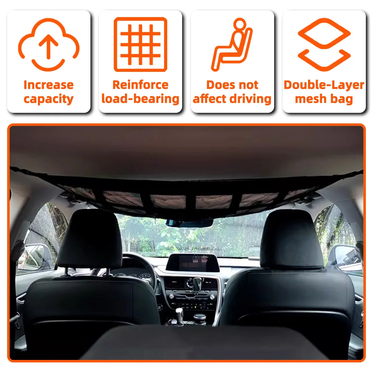 Car Ceiling Storage Net Pocket for Organized Travel - 2