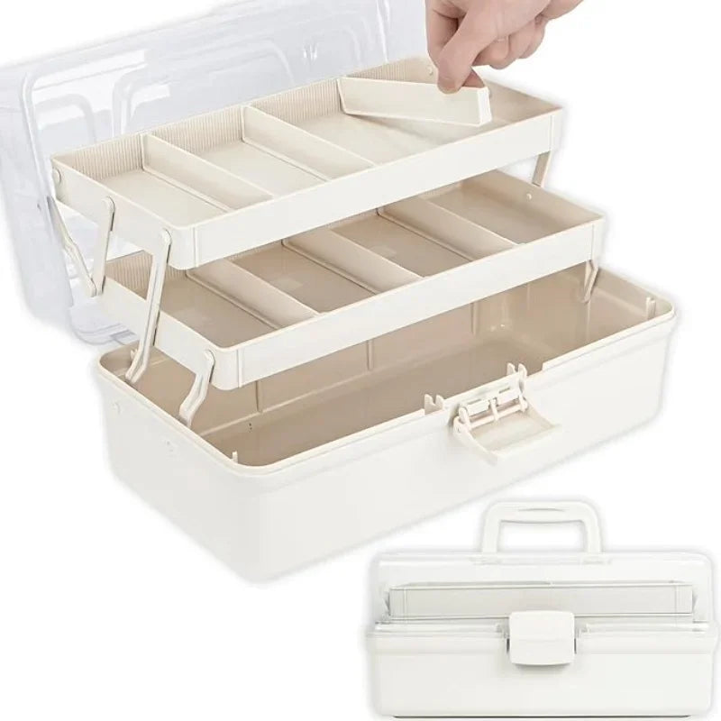 3-Layer Portable Craft and Art Supply Organizer with Adjustable Spacers - 2