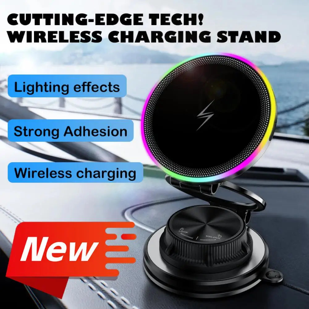 Magnetic Wireless Car Charger Mount with RGB Ambient Lighting - 7