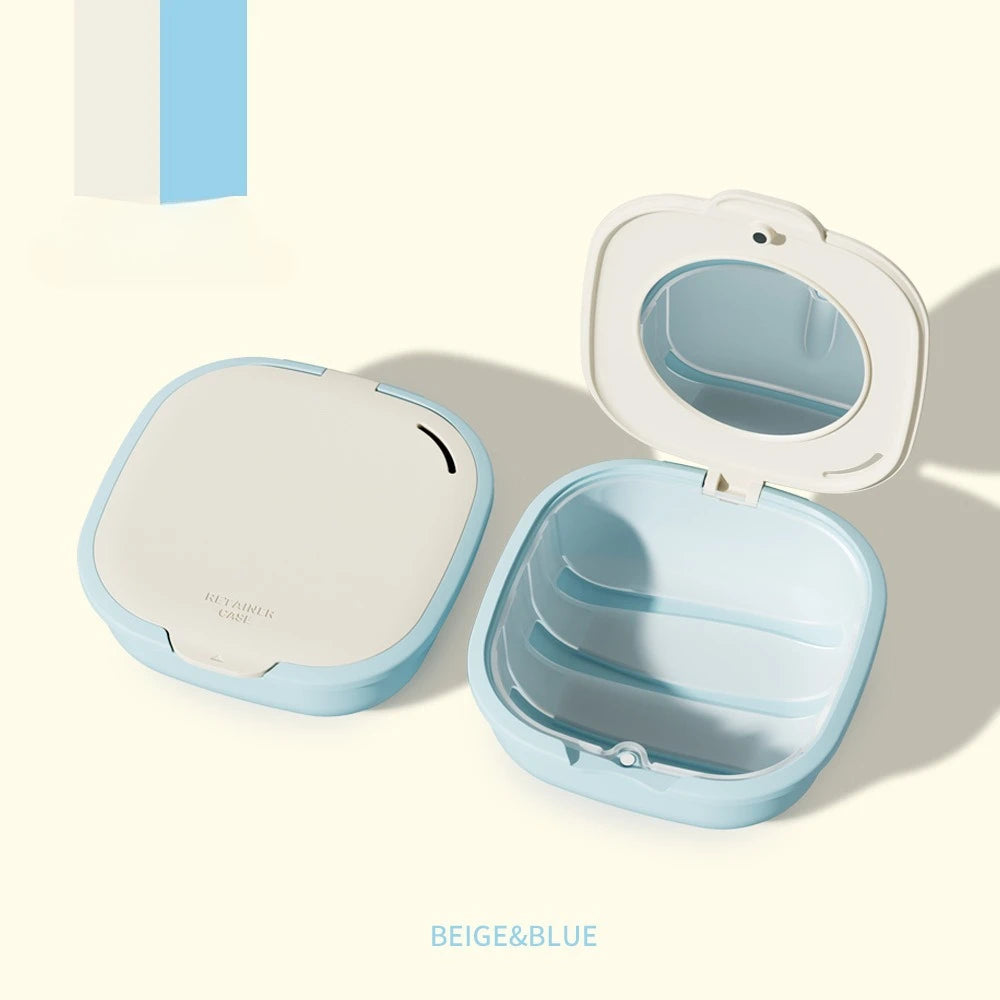Portable Retainer Case with Mirror and Drain Basket
