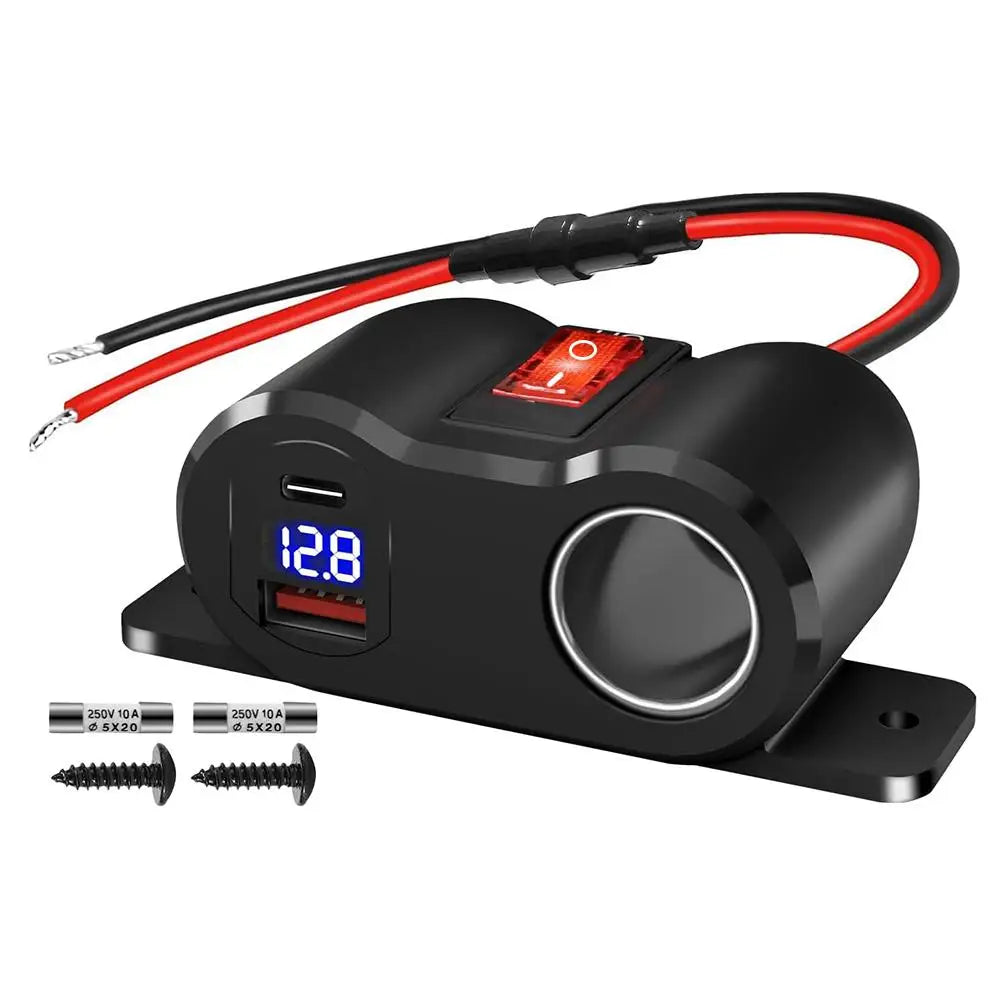 12V USB Car Charger Adapter PD3.0 QC3.0 Cigarette Lighter Socket Splitter - 7