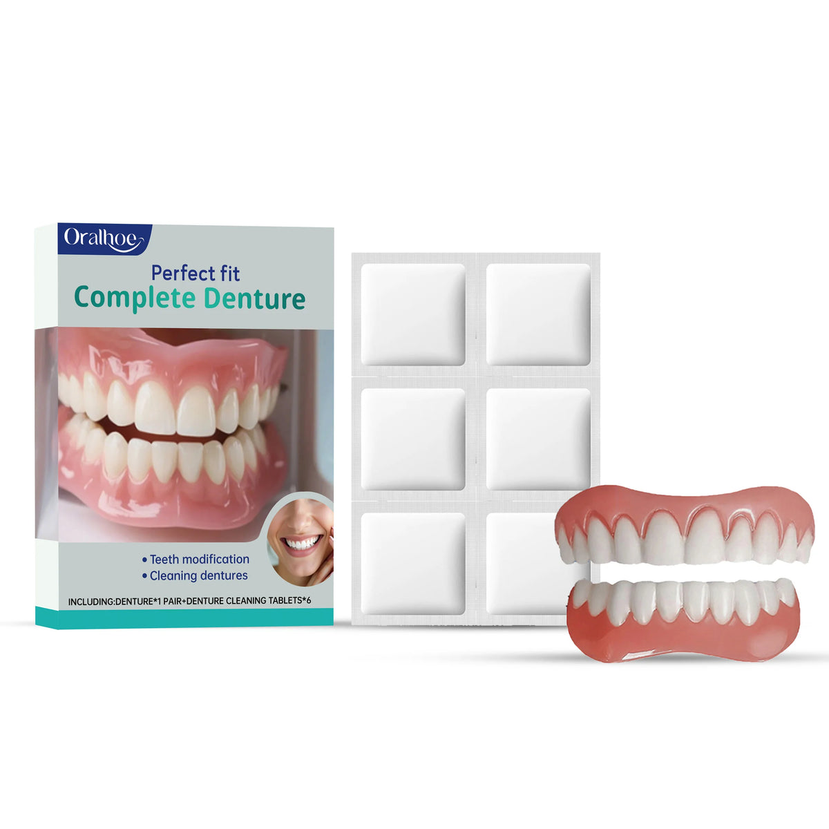 Cosmetic Denture Kit for Covering Missing or Stained Teeth