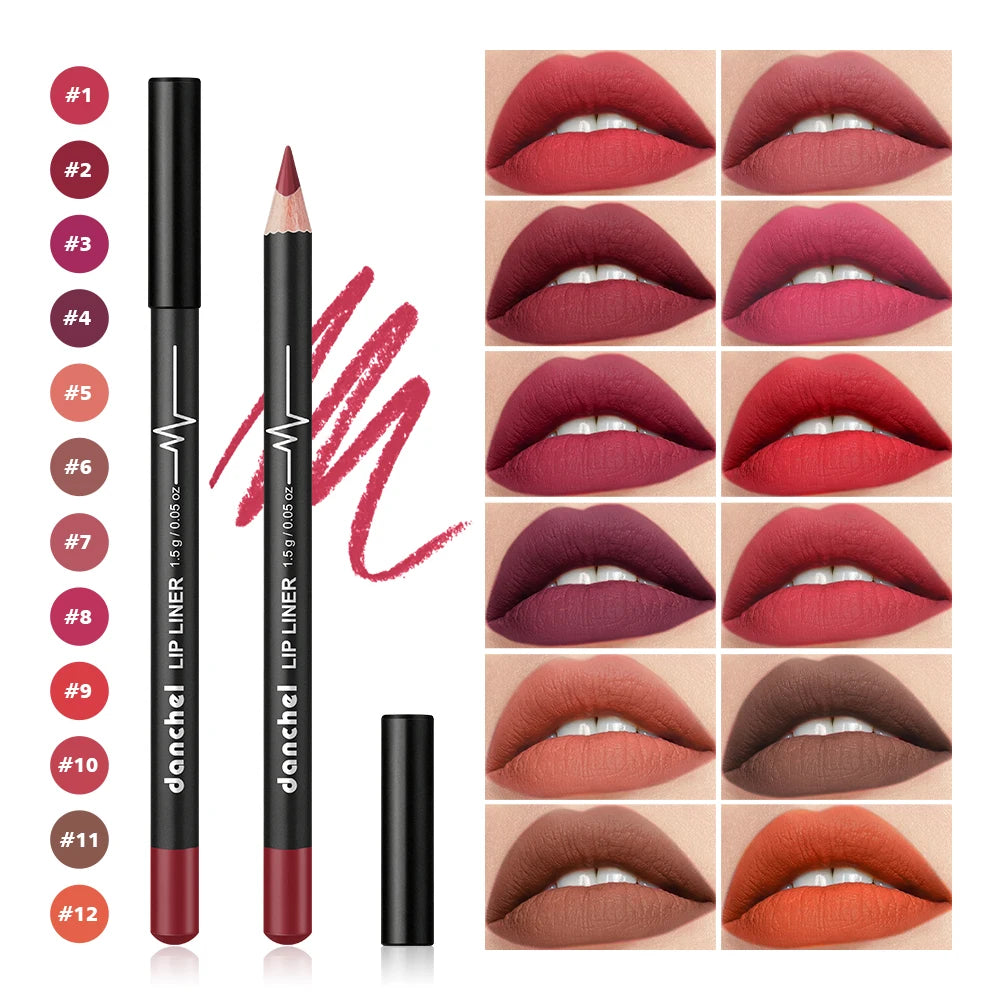 12-Piece Waterproof Semi-Matte Lip Liner Pencil Set - 2