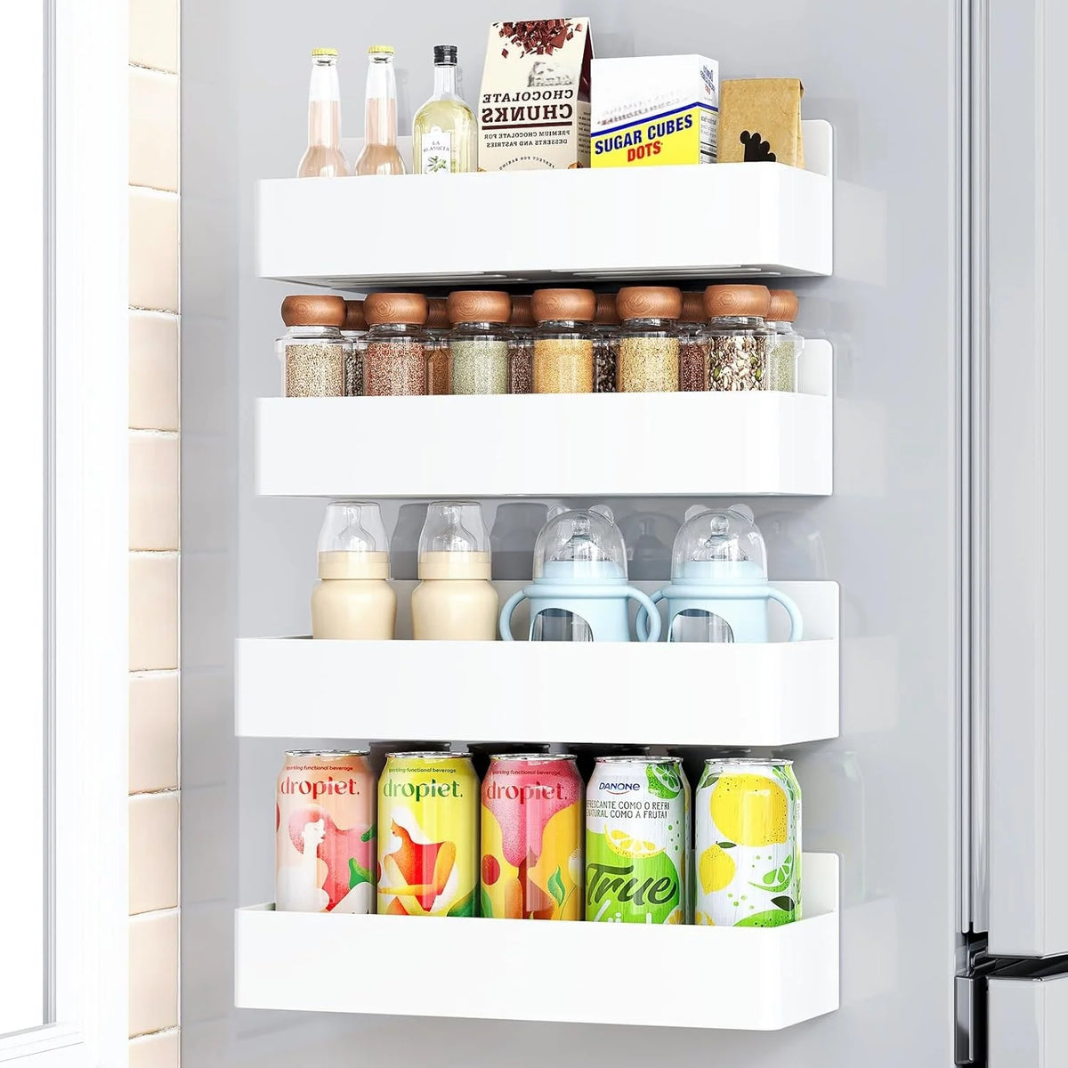 Magnetic Refrigerator Side Storage Rack for Kitchen and Laundry