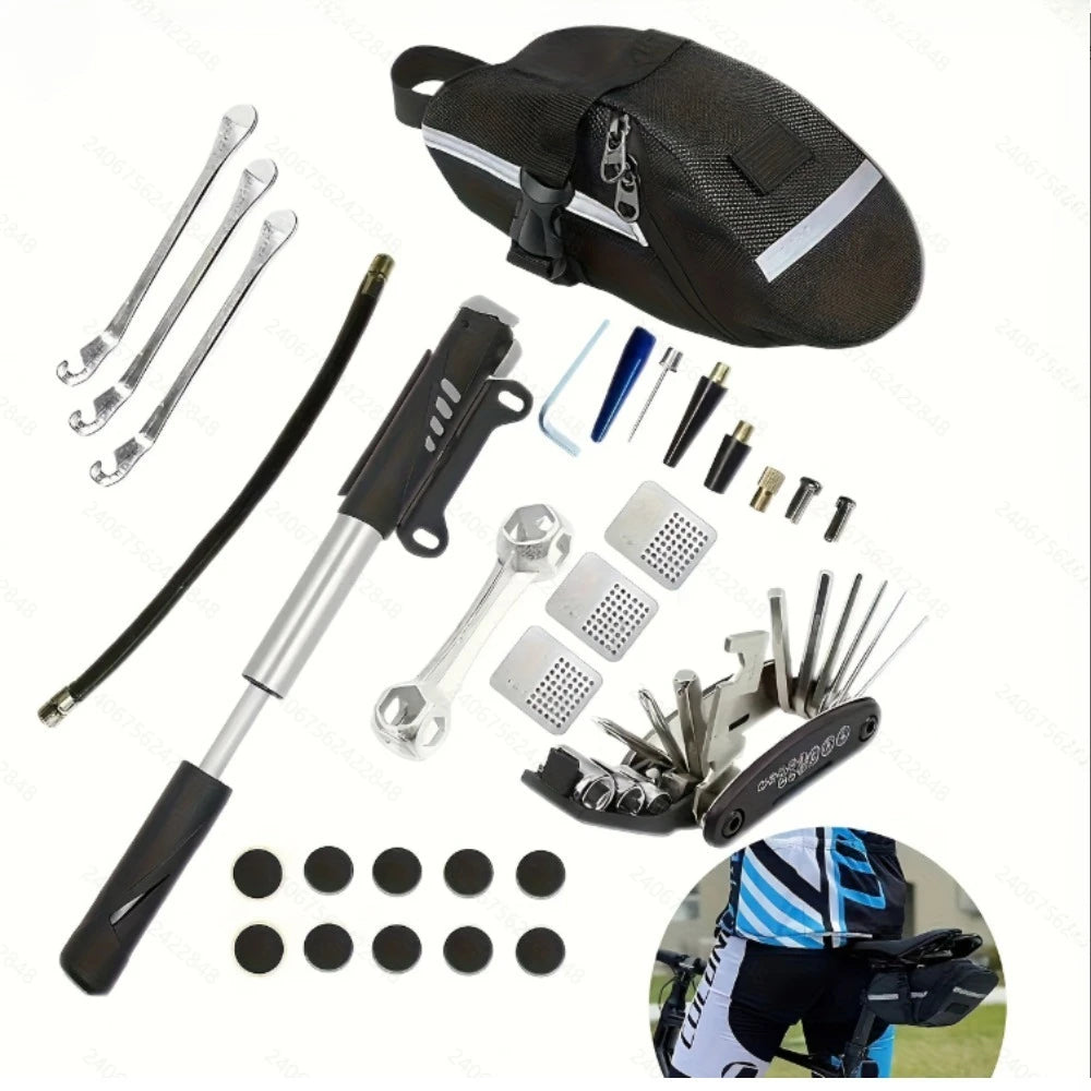 Portable Emergency Bike Tire Repair Kit with Pump - 1