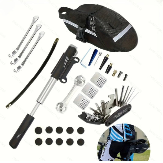 Portable Emergency Bike Tire Repair Kit with Pump