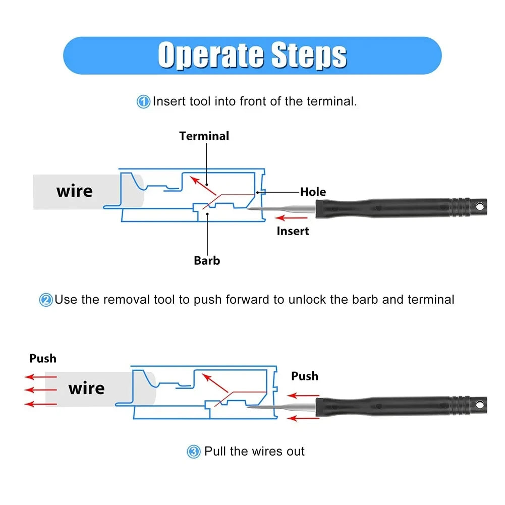 18pc Car Terminal Removal Tool Kit Electrical Wire Pin Extractor Set - 3