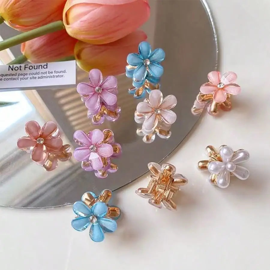 10pcs Fairy Flower Hair Claw Clips Cute Floral Mini Hair Accessories