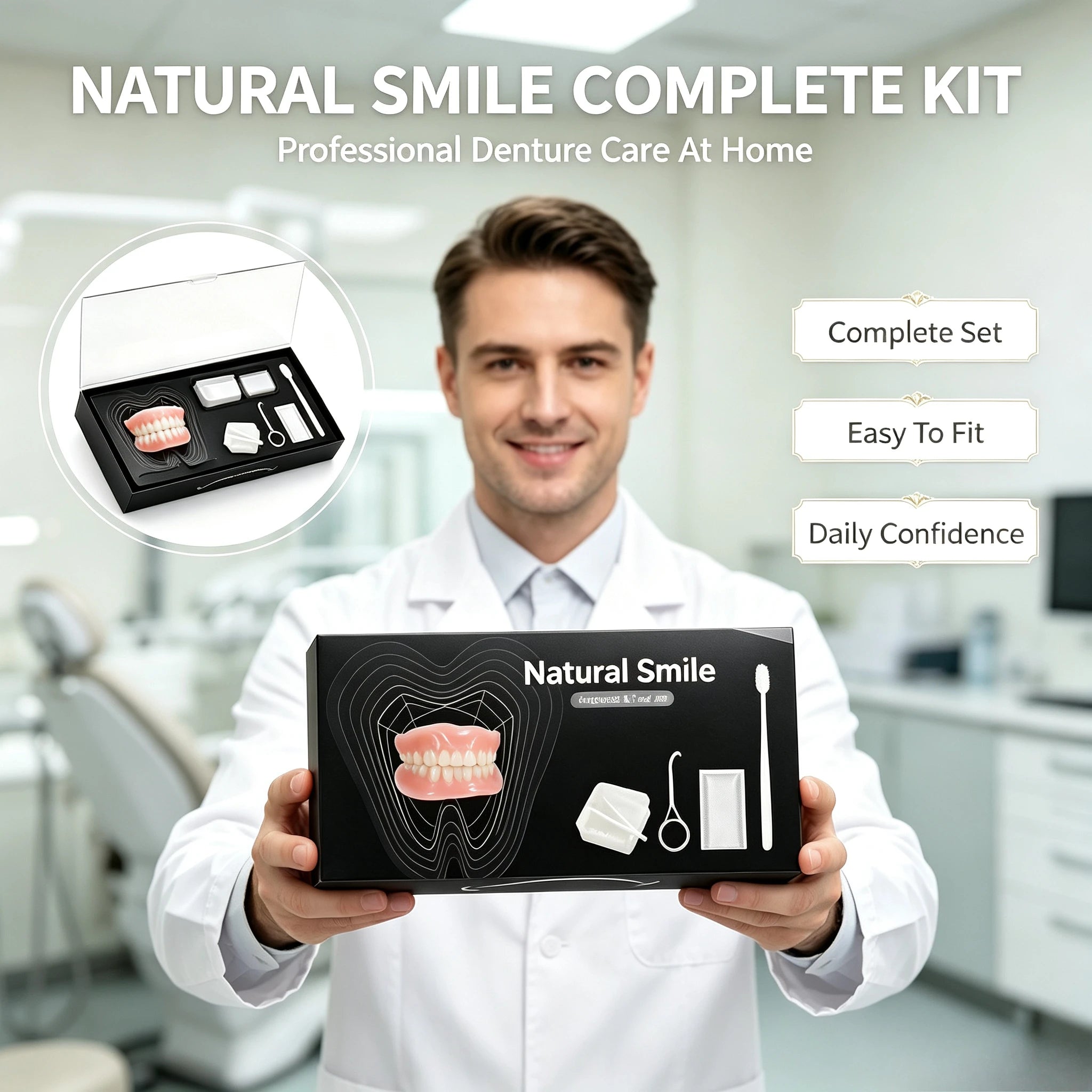 Comfort Fit Full Set Dentures with Storage Case - 1