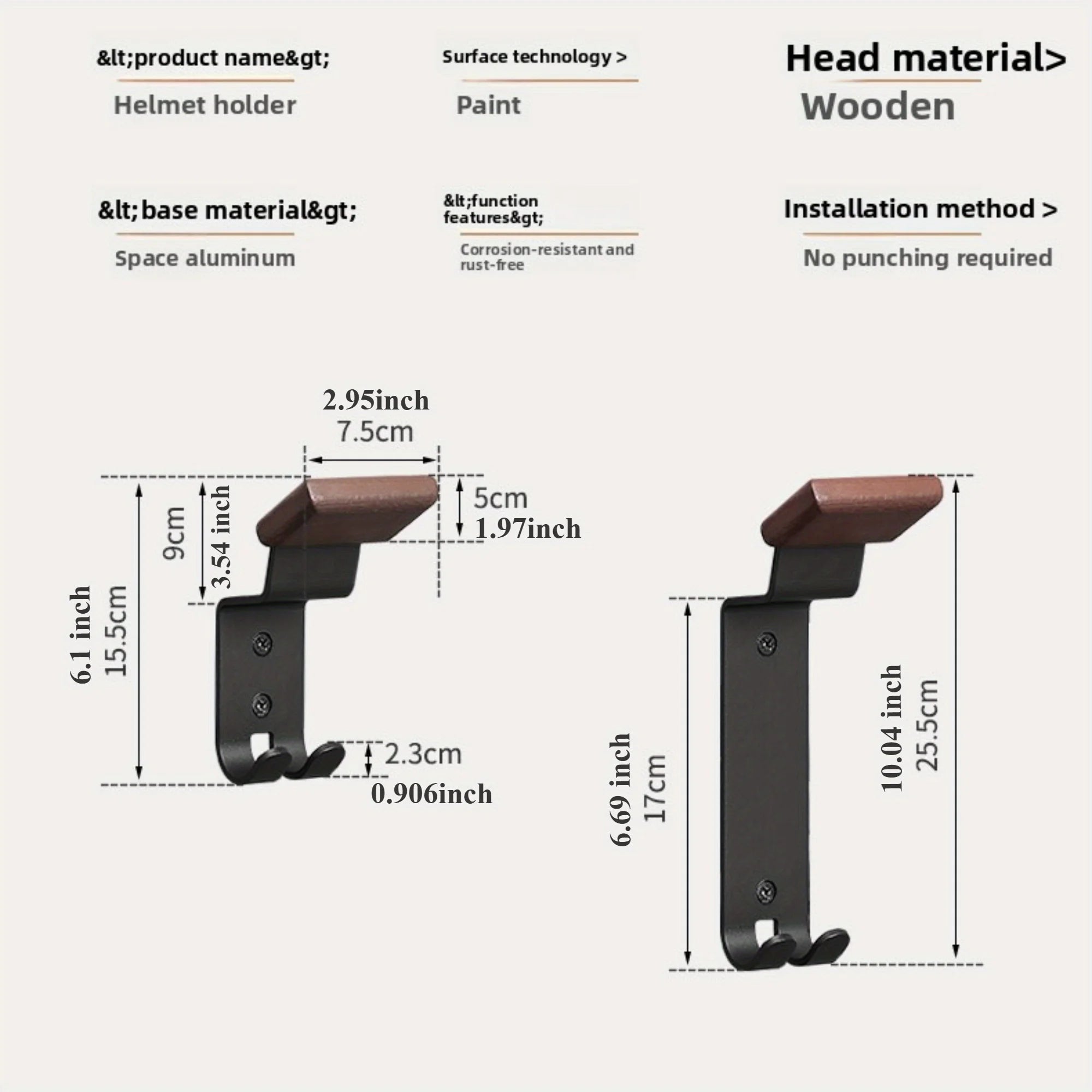 Wall-Mounted Motorcycle Helmet Rack with Gear Hook - 2
