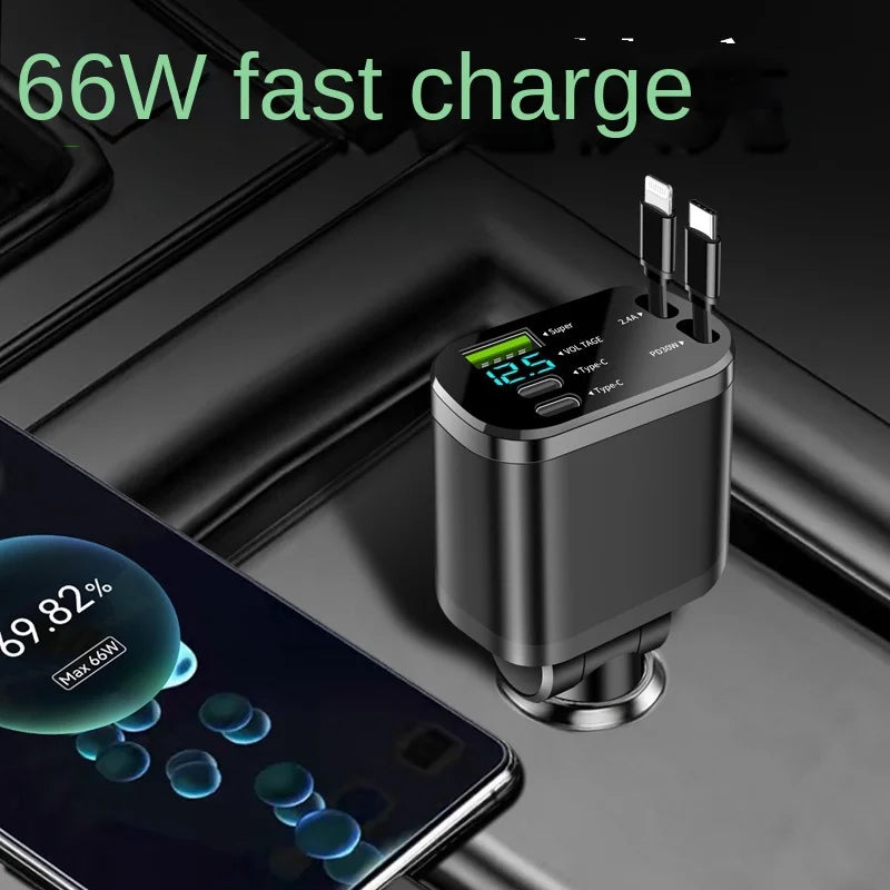 5-in-1 Fast Charging Retractable Car Charger