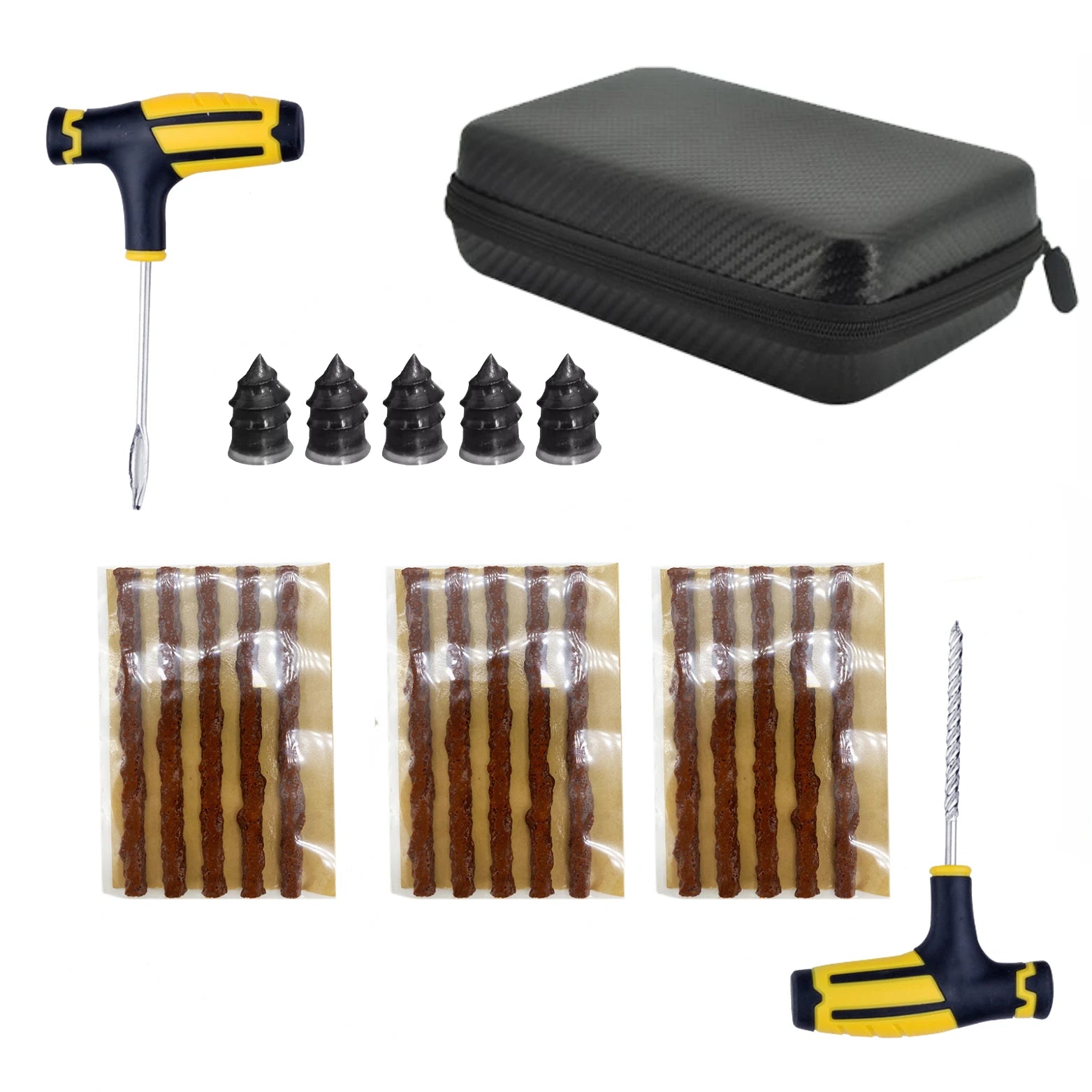 Emergency Auto Tire Repair Kit with Puncture Plug Tools - 19