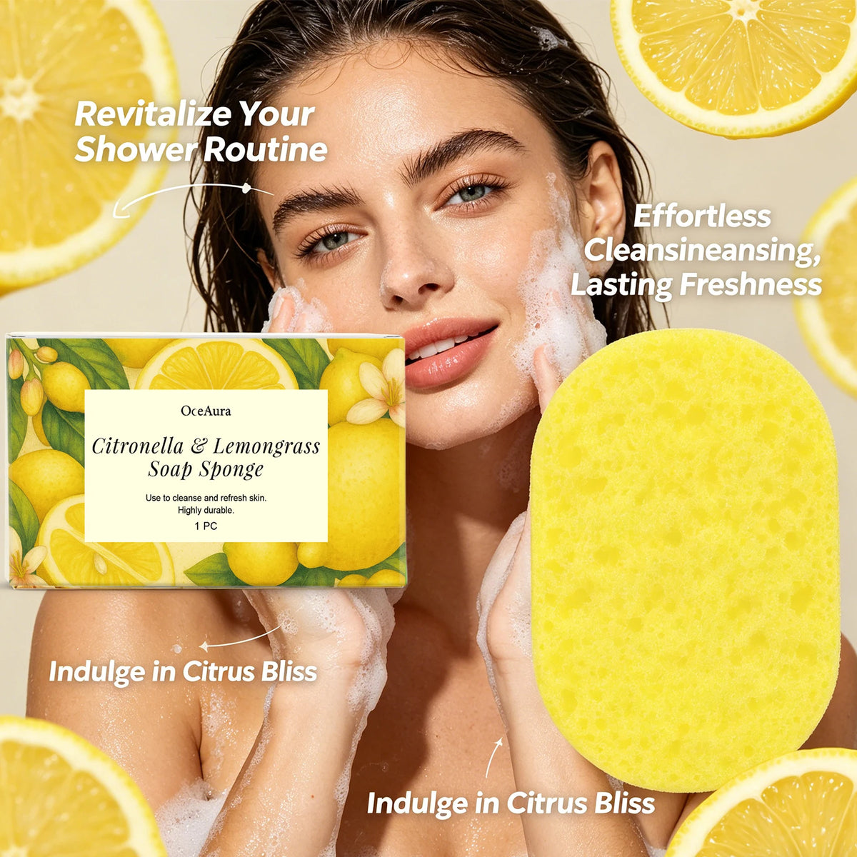 Exfoliating Lemongrass Bath Sponge for Daily Body Cleansing