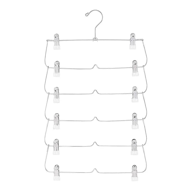 6-Tier Space Saving Skirt and Pant Hanger with Clips - 18