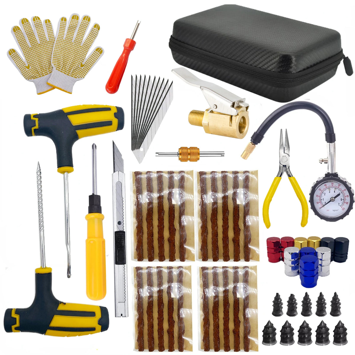 Emergency Auto Tire Repair Kit with Puncture Plug Tools