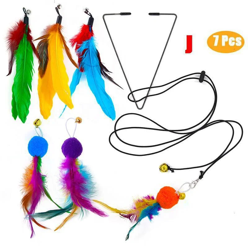 Interactive Cat Feather Toy Set with Telescopic Wand and 10 Attachments - 19