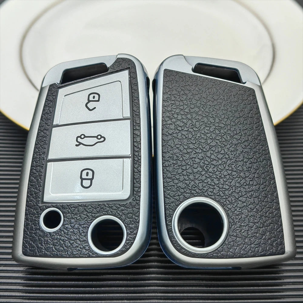 Leather and TPU Protective Car Key Cover - 4