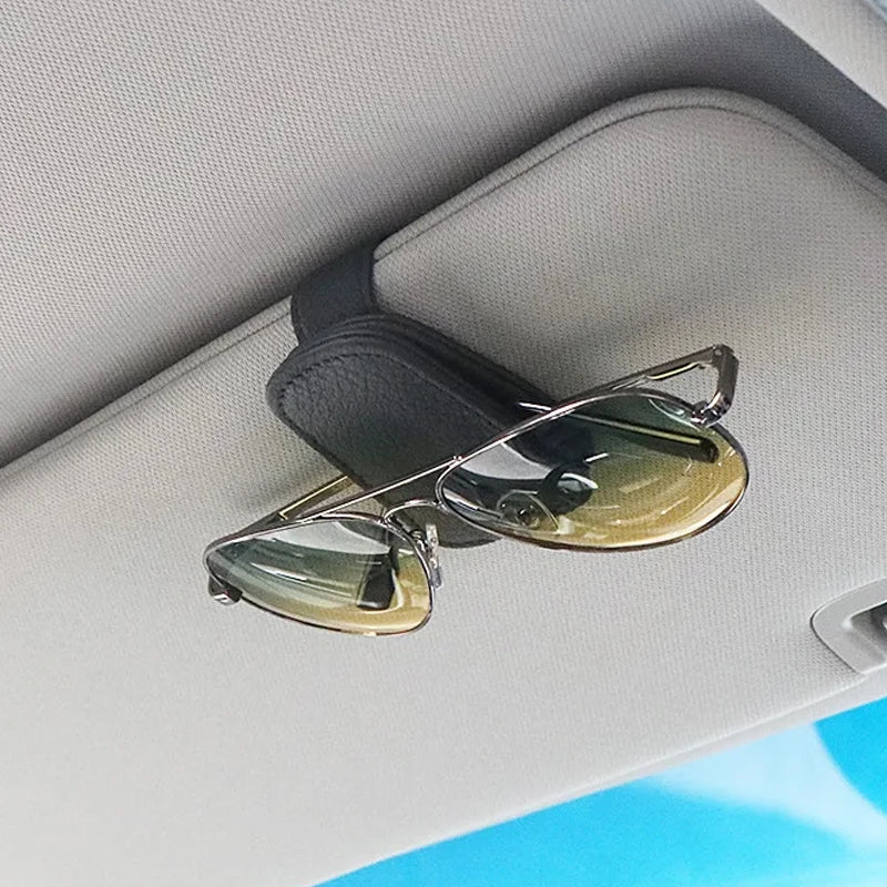 Magnetic Leather Car Sun Visor Eyeglasses Holder Clip